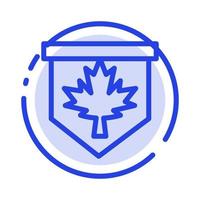 etichetta foglia Canada cartello blu tratteggiata linea linea icona vettore