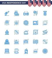 25 creativo Stati Uniti d'America icone moderno indipendenza segni e 4 ° luglio simboli di squillare americano occhiali da sole volare biondo modificabile Stati Uniti d'America giorno vettore design elementi