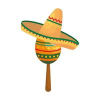 maraca messicana isolata con disegno vettoriale cappello