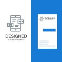 App sviluppo frecce div mobile grigio logo design e attività commerciale carta modello vettore