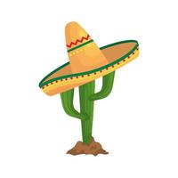 cactus messicano isolato con disegno vettoriale cappello