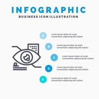 occhio rubinetto occhio rubinetto tecnologia linea icona con 5 passaggi presentazione infografica sfondo vettore