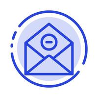 comunicazione Elimina elimina posta e-mail blu tratteggiata linea linea icona vettore