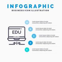 il computer portatile hardware freccia formazione scolastica blu infografica modello 5 passaggi vettore linea icona modello