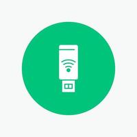 USB Wi-Fi servizio segnale bianca glifo icona vettore