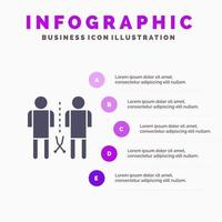 famiglia conoscenza mente persone condivisa solido icona infografica 5 passaggi presentazione sfondo vettore