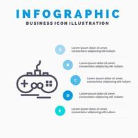 telecomando da gioco senza fili xbox gamepad blu infografica modello 5 passaggi vettore linea icona modello