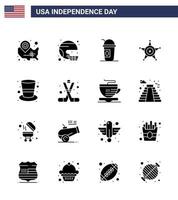 solido glifo imballare di 16 Stati Uniti d'America indipendenza giorno simboli di stella uomini sport stati americano modificabile Stati Uniti d'America giorno vettore design elementi