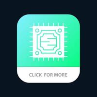 processore microchip processore mobile App pulsante androide e ios glifo versione vettore
