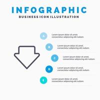 freccia giù Scarica linea icona con 5 passaggi presentazione infografica sfondo vettore