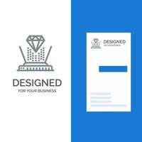 ologramma proiezione tecnologia diamante grigio logo design e attività commerciale carta modello vettore