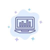 il computer portatile grafico analitica monitoraggio statistica blu icona su astratto nube sfondo vettore