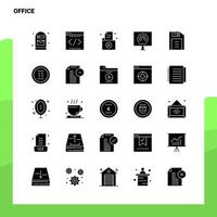 25 ufficio icona impostato solido glifo icona vettore illustrazione modello per ragnatela e mobile idee per attività commerciale azienda