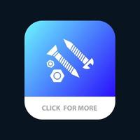 viti edificio costruzione attrezzo opera mobile App pulsante androide e ios glifo versione vettore