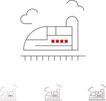 proiettile treno alto velocità grassetto e magro nero linea icona impostato vettore