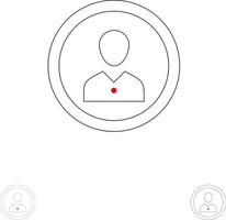 avatar umano uomo persone persona profilo utente grassetto e magro nero linea icona impostato vettore