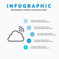 nube arcobaleno cielo primavera tempo metereologico linea icona con 5 passaggi presentazione infografica sfondo vettore