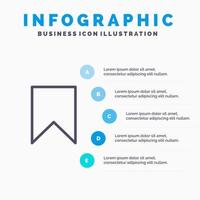 bandiera instagram interfaccia Salva etichetta linea icona con 5 passaggi presentazione infografica sfondo vettore