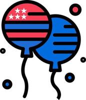 Palloncino palloncini volare americano piatto colore icona vettore icona bandiera modello