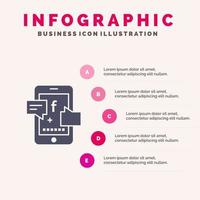 promozione sociale sociale promozione digitale solido icona infografica 5 passaggi presentazione sfondo vettore