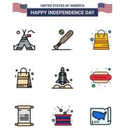 9 creativo Stati Uniti d'America icone moderno indipendenza segni e 4 ° luglio simboli di launcher Stati Uniti d'America Stati Uniti d'America borsetta negozio modificabile Stati Uniti d'America giorno vettore design elementi