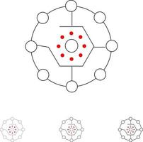 calcolo calcolo Condividere connettività Rete Condividere grassetto e magro nero linea icona impostato vettore