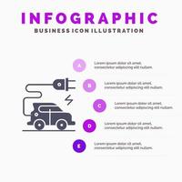 settore automobilistico tecnologia elettrico auto elettrico veicolo solido icona infografica 5 passaggi presentazione sfondo vettore