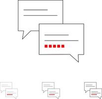 Chiacchierare commento Messaggio formazione scolastica grassetto e magro nero linea icona impostato vettore