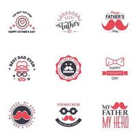 contento padri giorno saluto mano lettering badge 9 nero e rosa errore di battitura isolato su bianca tipografia design modello per manifesto bandiera regalo carta t camicia Stampa etichetta etichetta retrò Vintage ▾ stile vettore