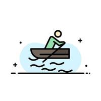 barca canottaggio formazione acqua attività commerciale piatto linea pieno icona vettore bandiera modello