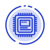 processore Conservazione computer hardware blu tratteggiata linea linea icona vettore