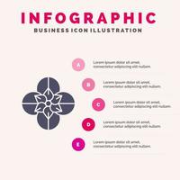 anemone anemone fiore fiore primavera fiore solido icona infografica 5 passaggi presentazione sfondo vettore