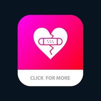 rotto emozioni perdono cuore amore mobile App pulsante androide e ios glifo versione vettore