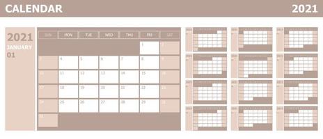 calendario 2021 settimana inizia domenica modello di pianificazione aziendale di design