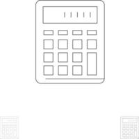 calcolatrice contabilità attività commerciale calcolare finanziario matematica grassetto e magro nero linea icona impostato vettore