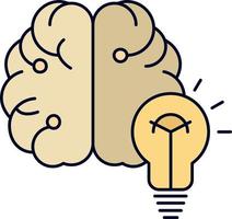 idea attività commerciale cervello mente lampadina piatto colore icona vettore