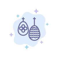 celebrazione Pasqua uovo cibo blu icona su astratto nube sfondo vettore