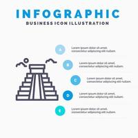 edificio punto di riferimento americano Stati Uniti d'America linea icona con 5 passaggi presentazione infografica sfondo vettore