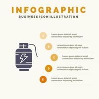 accumulatore batteria energia caricare solido icona infografica 5 passaggi presentazione sfondo vettore