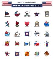 impostato di 25 Stati Uniti d'America giorno icone americano simboli indipendenza giorno segni per fuoco Stati Uniti d'America uomini americano scorrere modificabile Stati Uniti d'America giorno vettore design elementi
