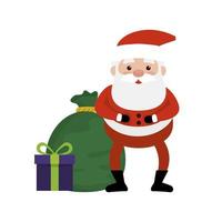 Babbo Natale con borsa e regali di scatola regalo vettore