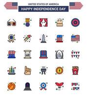 impostato di 25 Stati Uniti d'America giorno icone americano simboli indipendenza giorno segni per indipendenza negozio divertimento pacchi Borsa modificabile Stati Uniti d'America giorno vettore design elementi