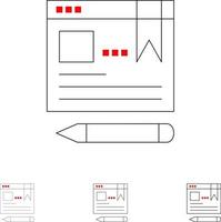 del browser testo penna formazione scolastica grassetto e magro nero linea icona impostato vettore