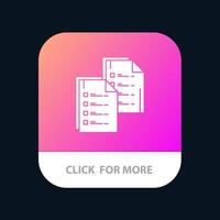 documento analitica dati copia carta curriculum vitae mobile App pulsante androide e ios glifo versione vettore