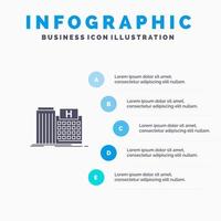 ospedale assistenza sanitaria medico edificio clinica solido icona infografica 5 passaggi presentazione sfondo vettore