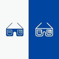 occhiali da sole bicchieri americano Stati Uniti d'America linea e glifo solido icona blu bandiera linea e glifo solido icona blu bandiera vettore