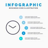 di base orologio tempo orologio linea icona con 5 passaggi presentazione infografica sfondo vettore