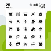 25 mardi gras icona impostato 100 modificabile eps 10 File attività commerciale logo concetto idee solido glifo icona design vettore