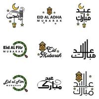 9 migliore vettori contento eid nel Arabo calligrafia stile particolarmente per eid celebrazioni e saluto persone