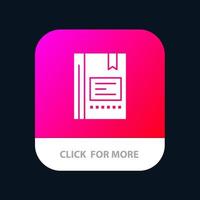 segnalibro libro formazione scolastica preferito Nota taccuino lettura mobile App pulsante androide e ios glifo versione vettore